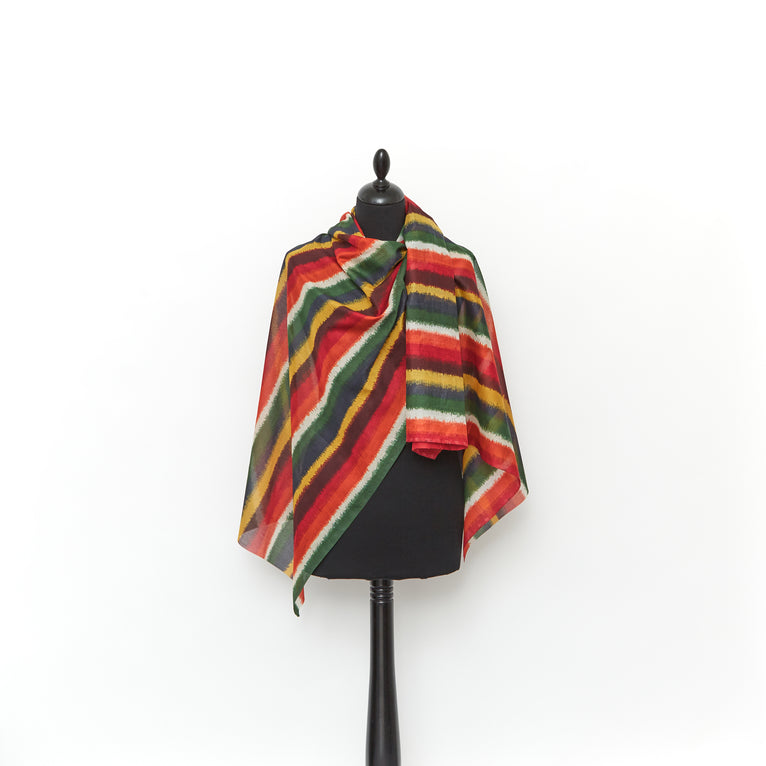 T22N01344 | Multicolor Blurry Stripe Cotton Voile - view 2