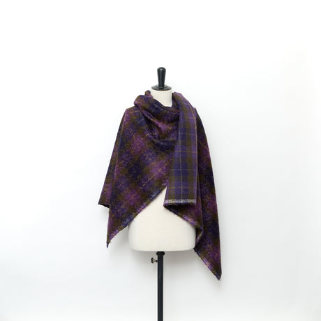  Tartan Duveteux Double Face en Laine & Mohair