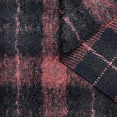 T24M10453 | Tartan Duveteux Double Face en Laine & Mohair