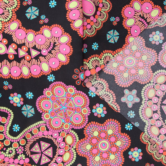T24P12098 | 70s Printed Silk Crepe