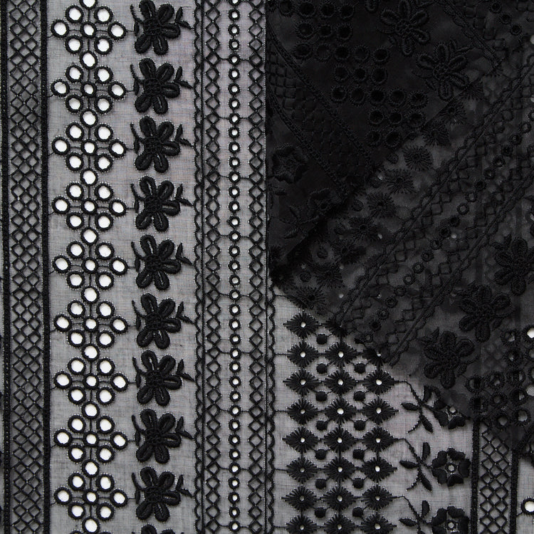 T24P12104 | Broderie Anglaise Florale sur Organza De Coton - vue 1