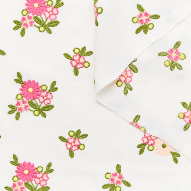 T24P12117 | Embroidered Flowers on Crepe