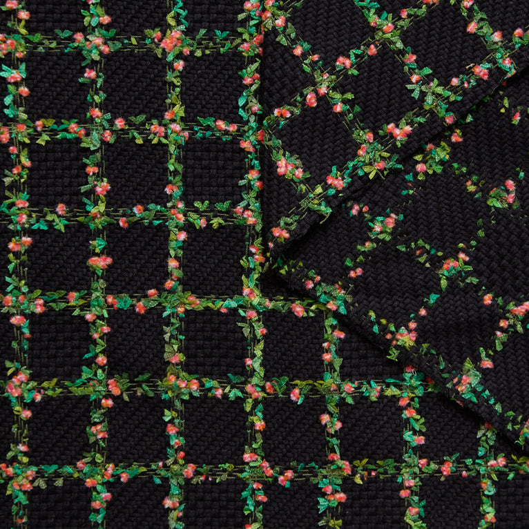 T24P13267 | Checked Floral Cotton Tweed - view 1