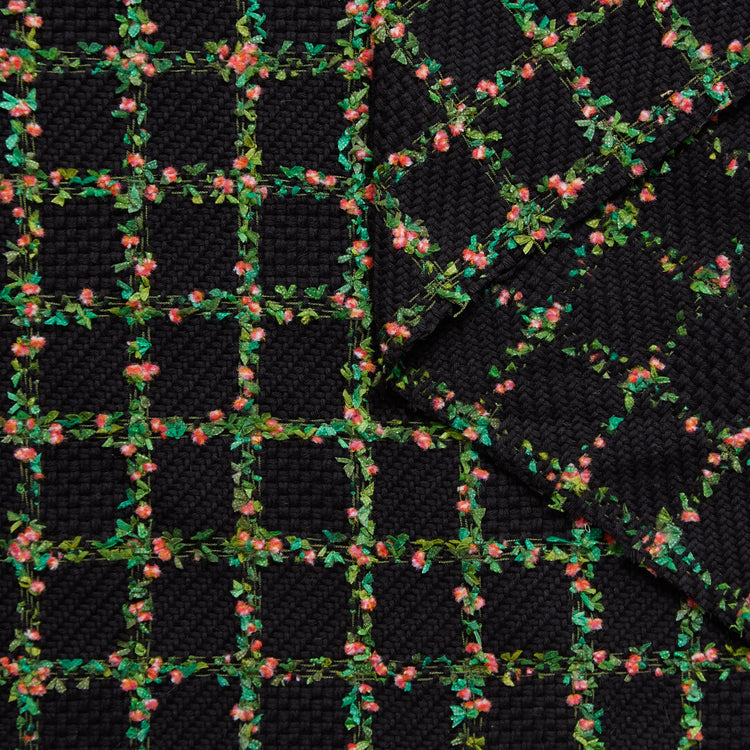 T24P13267 | Checked Floral Cotton Tweed - view 1