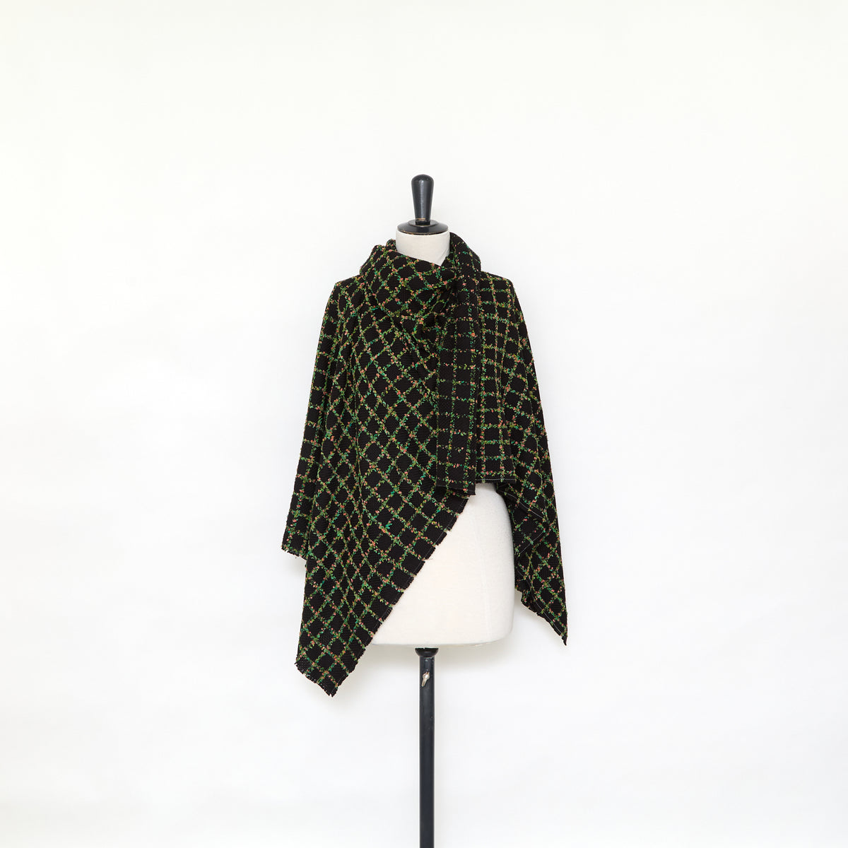 T24P13267 | Tweed de Coton à Carreaux et Fleurs