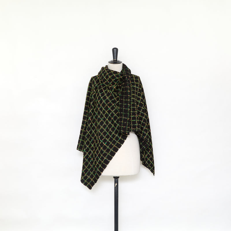 T24P13267 | Tweed de Coton à Carreaux et Fleurs