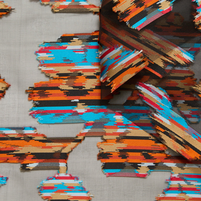 T24P13280 | Jacquard Organza Fil Coupé et Fleuri en Soie Mélangée