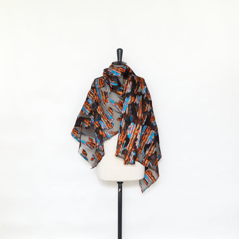 T24P13280 | Jacquard Organza Fil Coupé et Fleuri en Soie Mélangée - vue 2