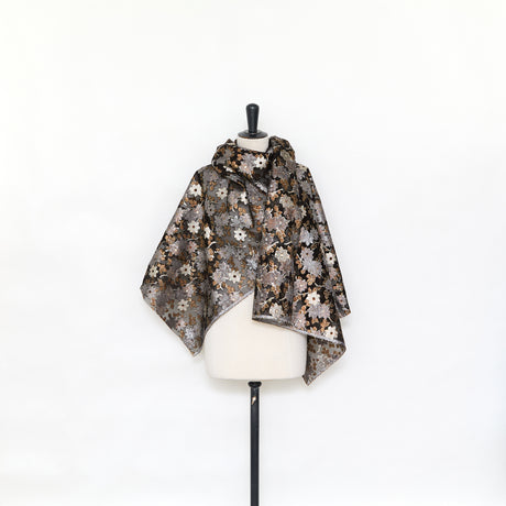  Jacquard Métallisé sur Organza à Motif Floral en Soie