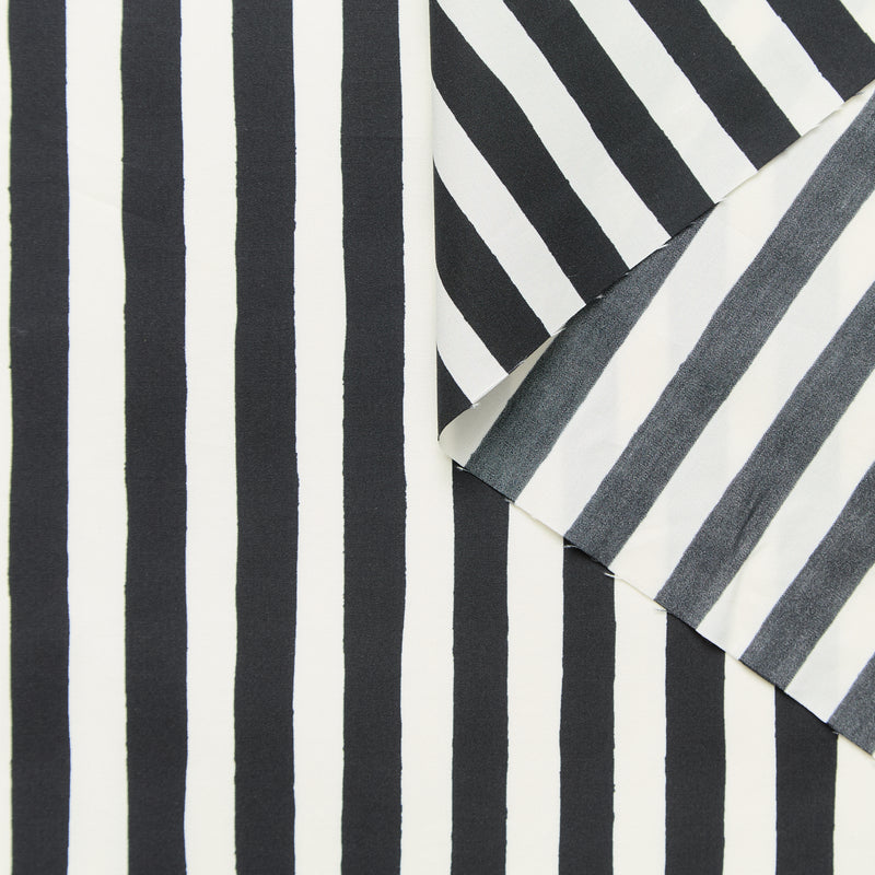 T25B14661 | Popeline à Rayures en Coton et Soie