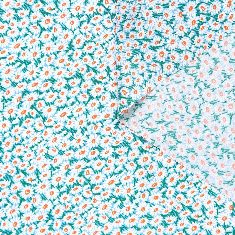 T25L13408 | Crepe de chine en soie imprimé marguerite