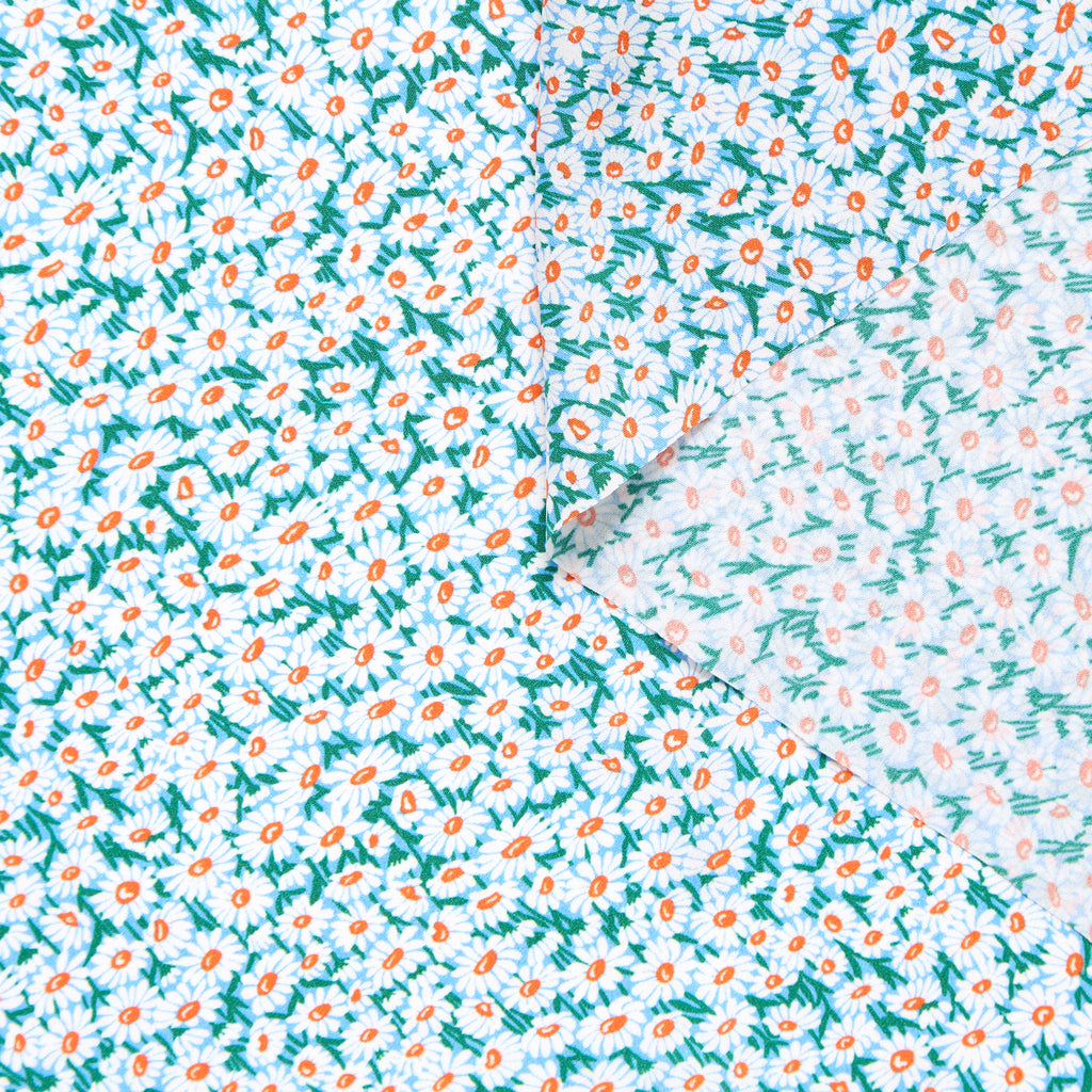 T25L13408 | Crepe de chine en soie imprimé marguerite