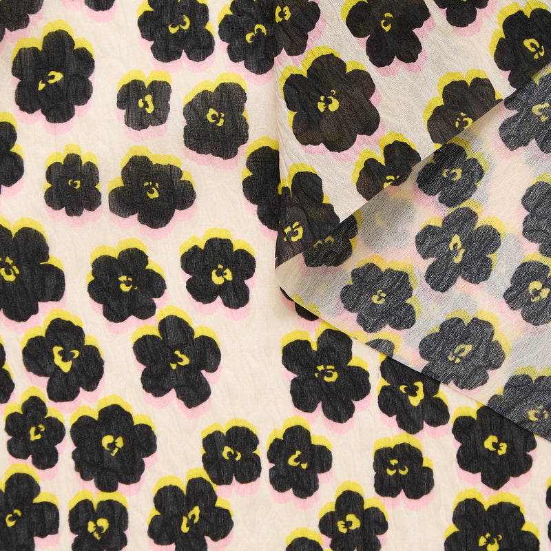 T25L13412 | Gaze Cloqué Imprimé Fleurs