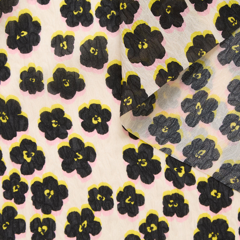 T25L13412 | Gaze Cloqué Imprimé Fleurs