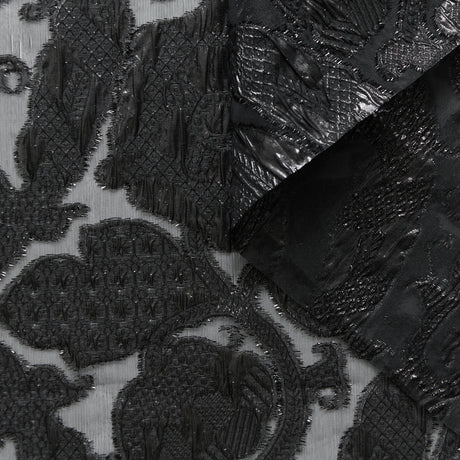 T25M12463 | Organdi Jacquard de Soie Motif Floral Fils Coupés