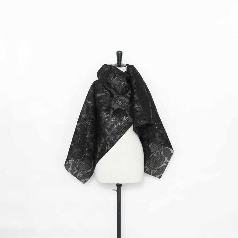 T25M12463 | Organdi Jacquard de Soie Motif Floral Fils Coupés