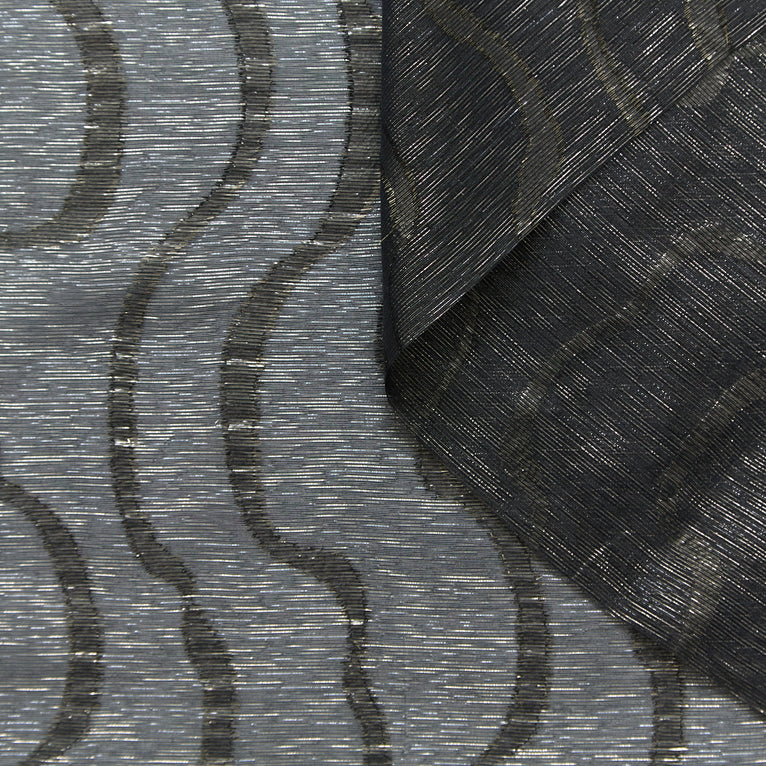 T25M12464 | Mousseline de Soie Lurex Fils Coupés à Vagues - vue 1