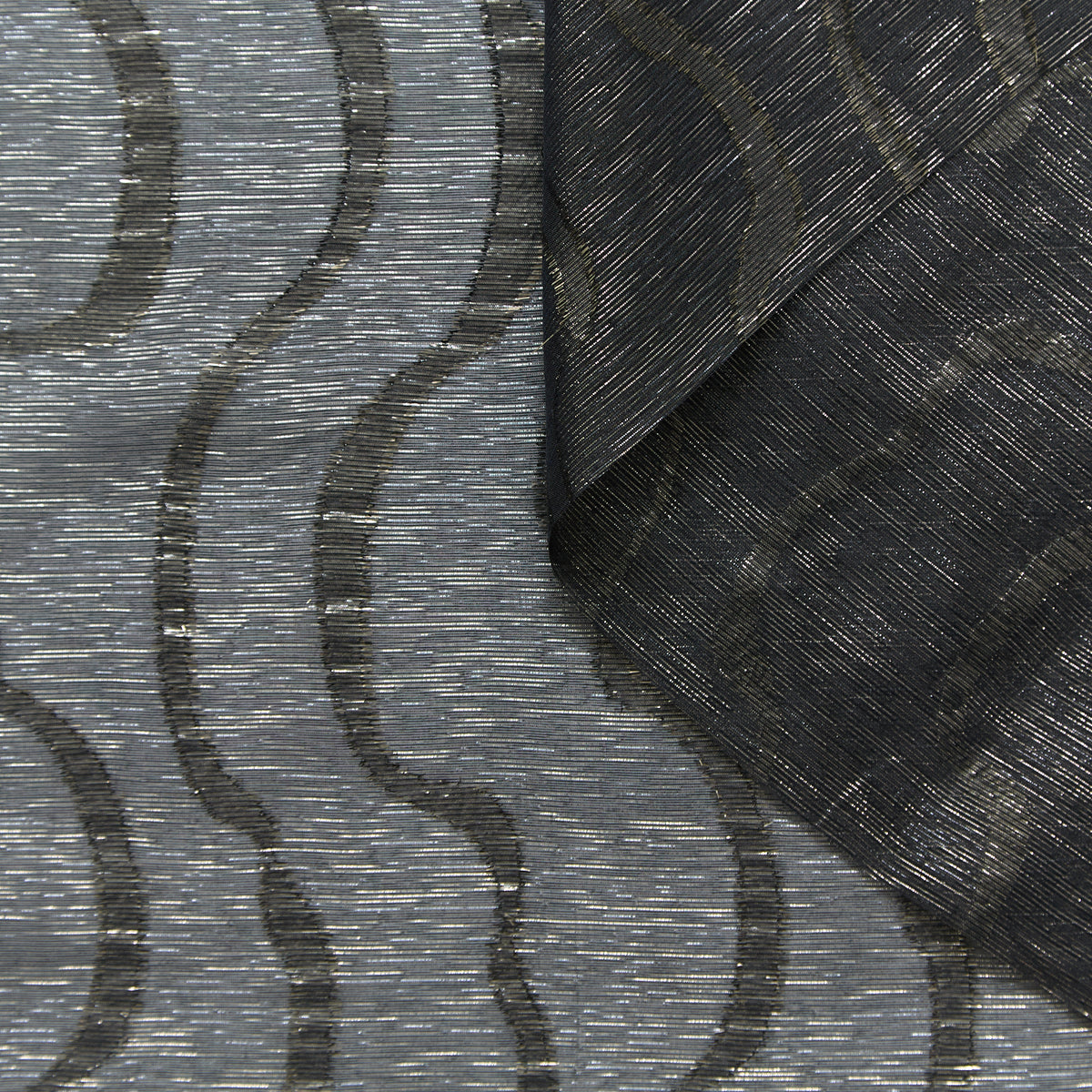 T25M12464 | Mousseline de Soie Lurex Fils Coupés à Vagues