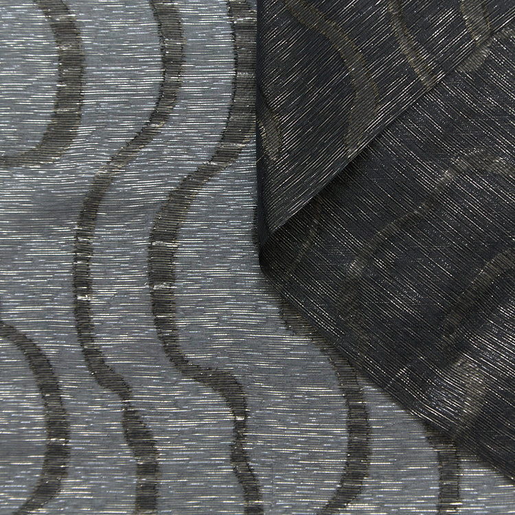 T25M12464 | Mousseline de Soie Lurex Fils Coupés à Vagues - vue 1