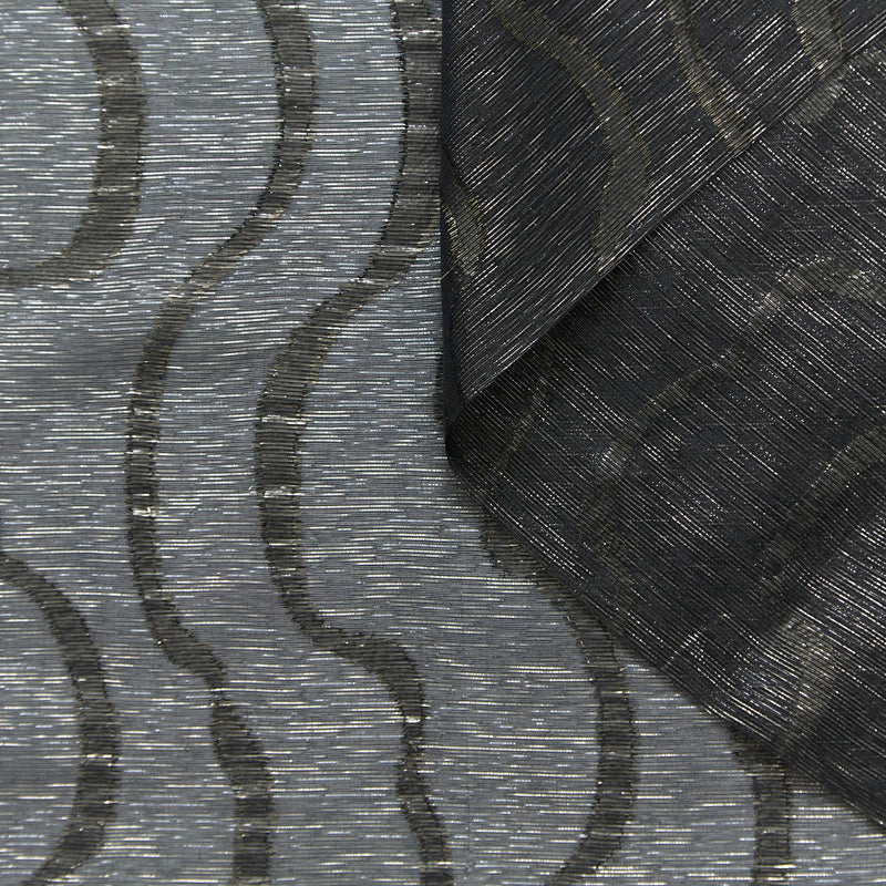 T25M12464 | Mousseline de Soie Lurex Fils Coupés à Vagues