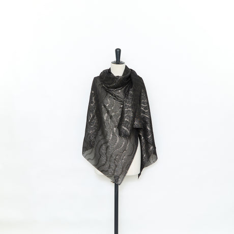  Mousseline de Soie Lurex Fils Coupés à Vagues