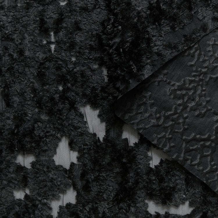 T25M12467 | Jacquard Géométrique Fils Coupés sur Organdi  - vue 1