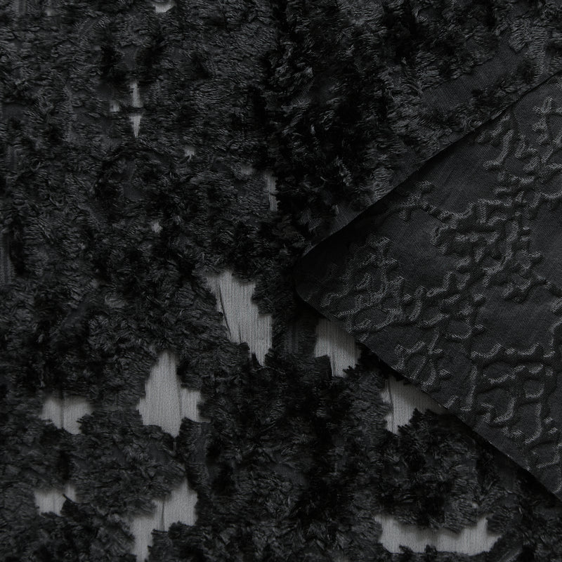 T25M12467 | Jacquard Géométrique Fils Coupés sur Organdi 