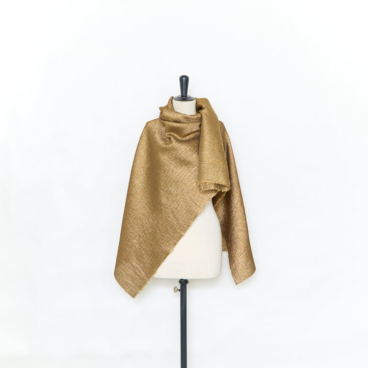 T25M12495 | Jacquard Natté Doré en Soie - vue 2