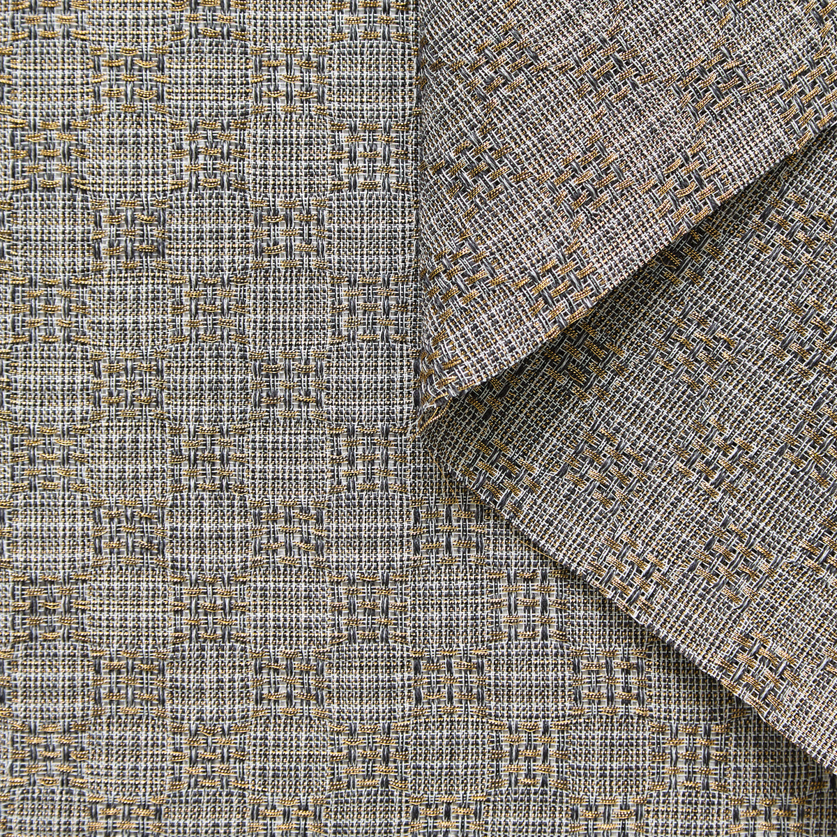 T25M12661 | Tweed à Carreaux en Laine Métal et Coton