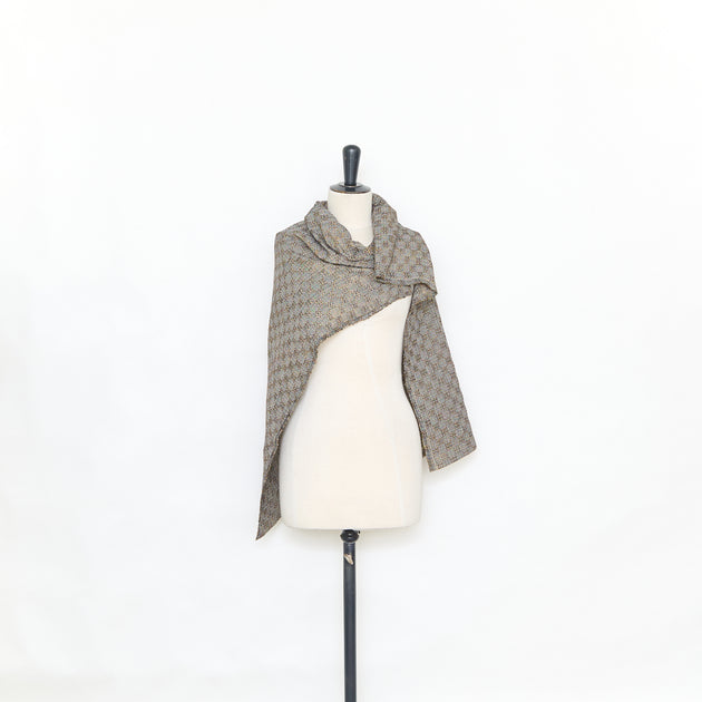 T25M12661 | Tweed à Carreaux en Laine Métal et Coton