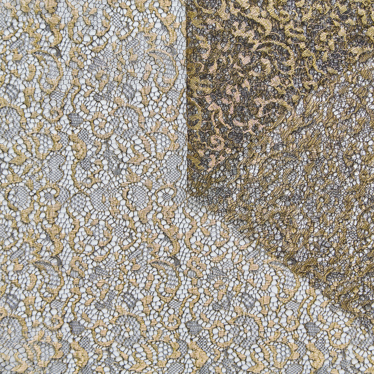 T25M12663 | Dentelle Florale Dorée - vue 1
