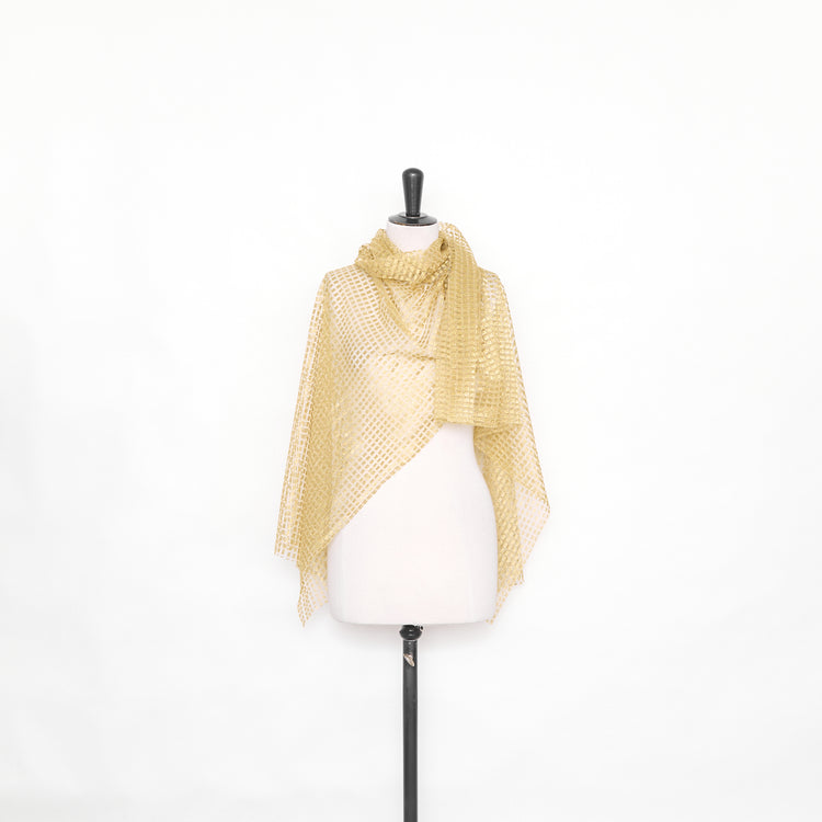 T25M12670 | Dentelle Motif Carré Dorée - vue 2
