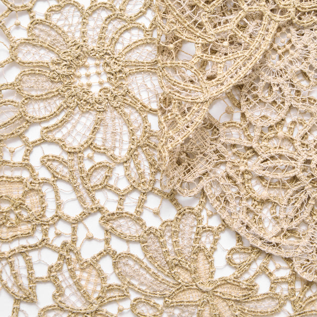 T25M12675 | Guipure Florale Lourde en Lin et Coton
