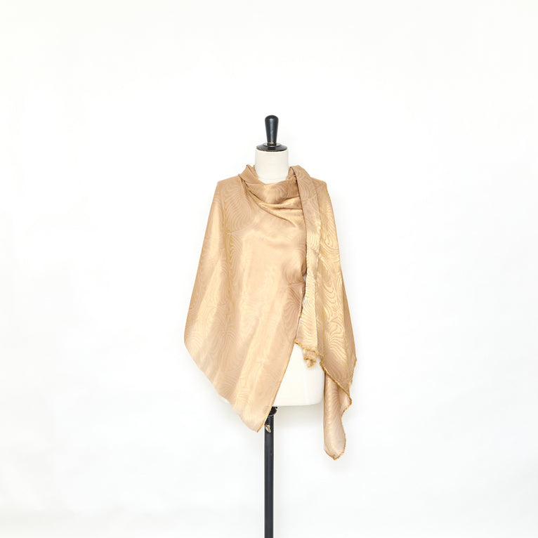 T25M12711 | Jacquard Naturel Doré en Viscose et Soie - vue 2