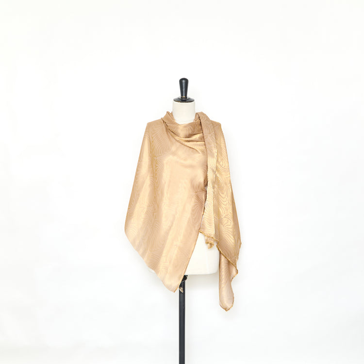 T25M12711 | Jacquard Naturel Doré en Viscose et Soie - vue 2