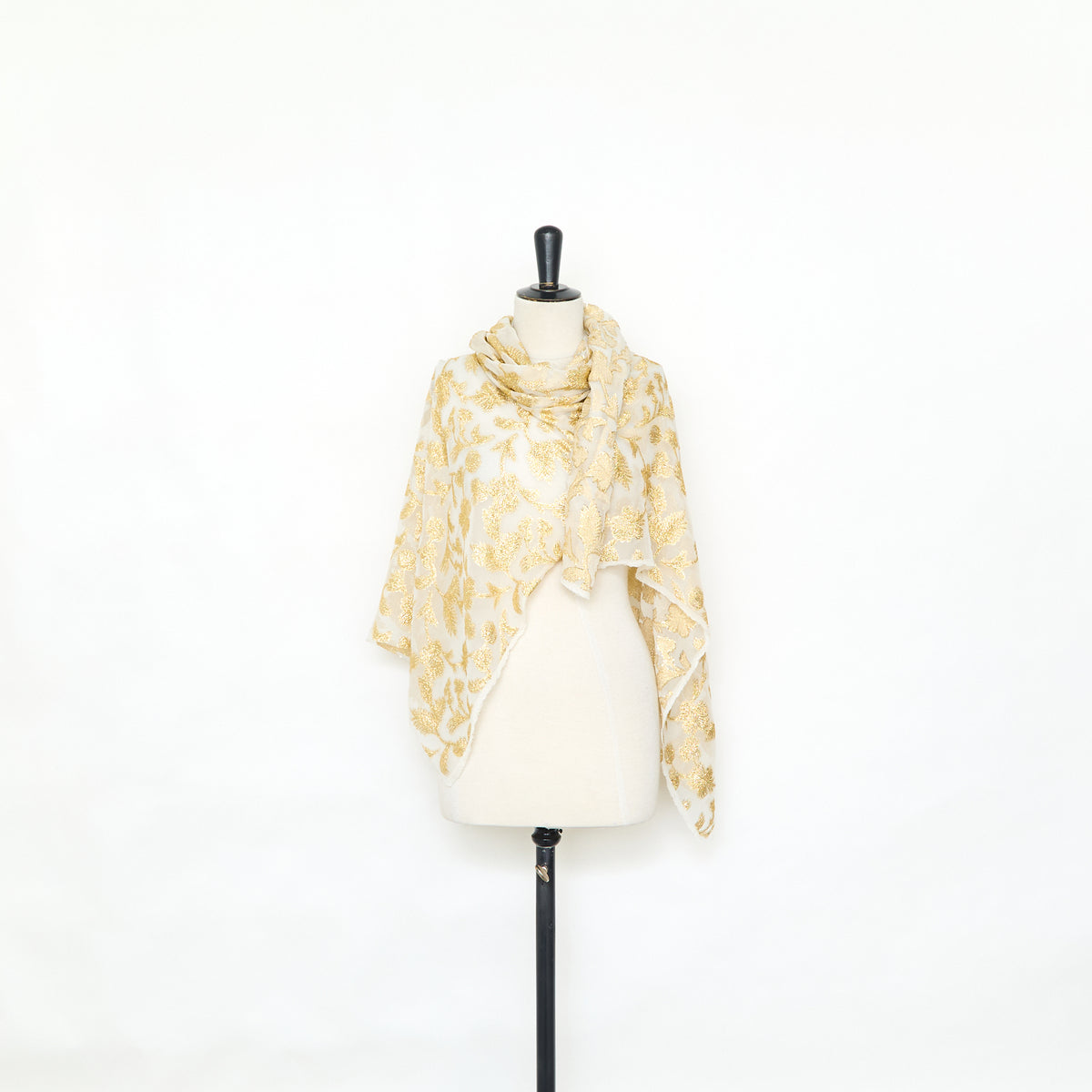 T25M12712 | Jacquard Floral Fils Coupés sur Voile de Soie