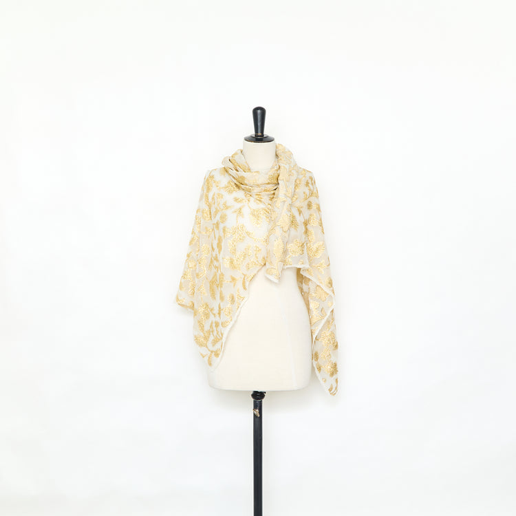 T25M12712 | Jacquard Floral Fils Coupés sur Voile de Soie - vue 2