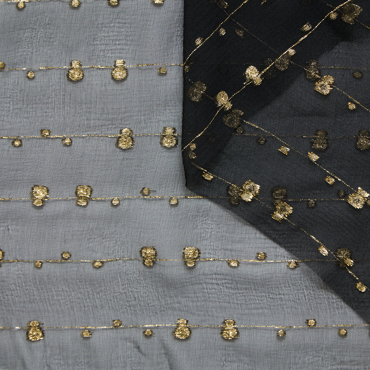 T25M12714 | Voile de Soie Jacquard à Pois Fils Coupés