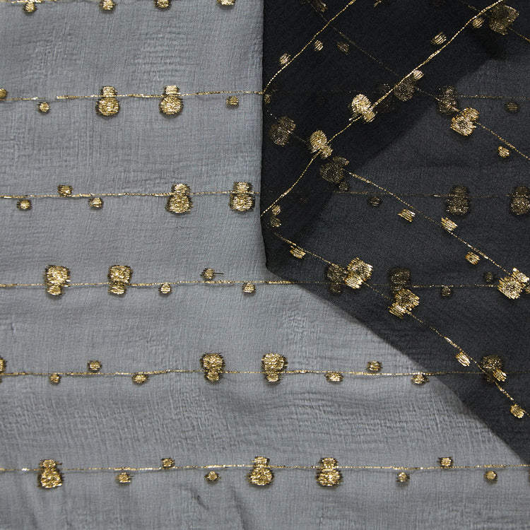 T25M12714 | Voile de Soie Jacquard à Pois Fils Coupés - vue 1