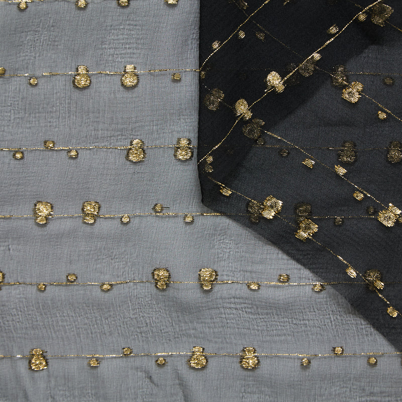 T25M12714 | Voile de Soie Jacquard à Pois Fils Coupés