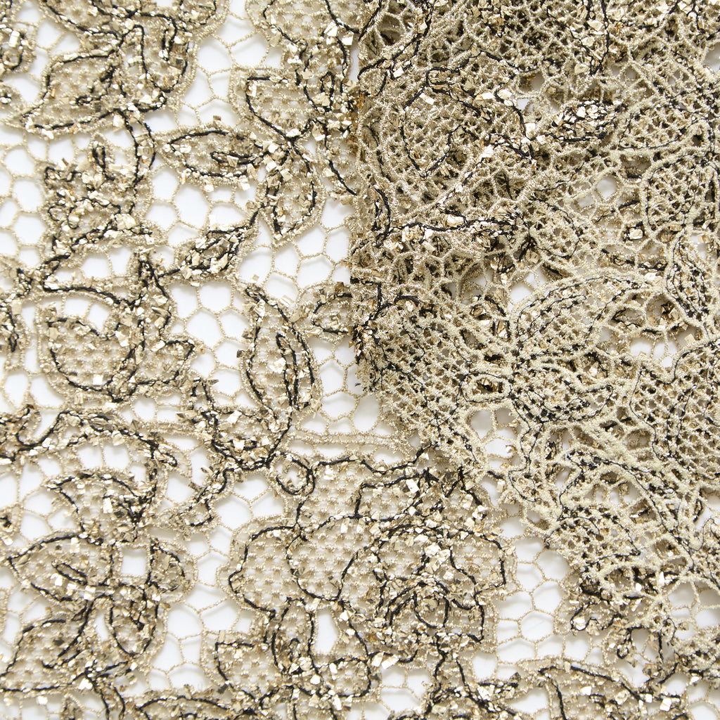 T25M12733 | Heavy Gold Floral Guipure