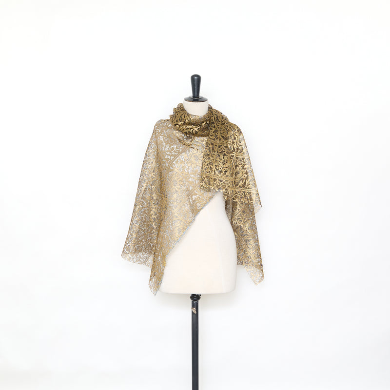 T25M12757 | Dentelle Florale Dorée