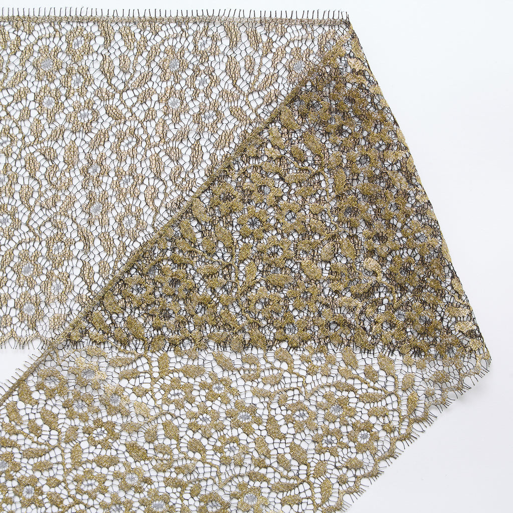 T25M13688 | Galon Floral Chantilly Doré 17 cm