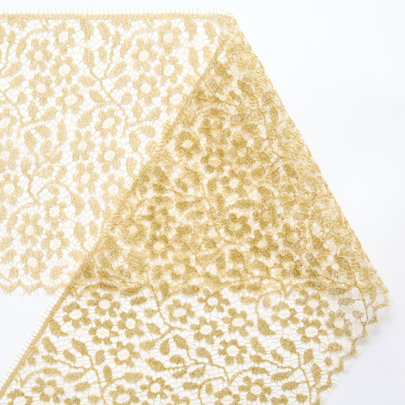 T25M13688 | Galon Floral Chantilly Doré 17 cm