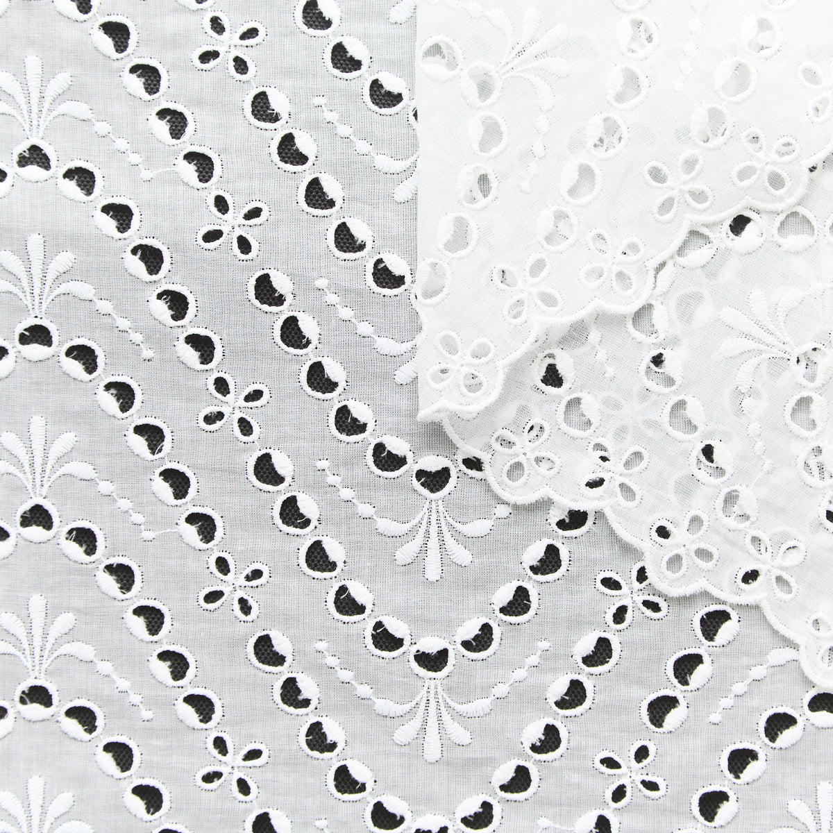 T25M13767 | Voile de Coton à Broderie Anglaise effet Ondulé