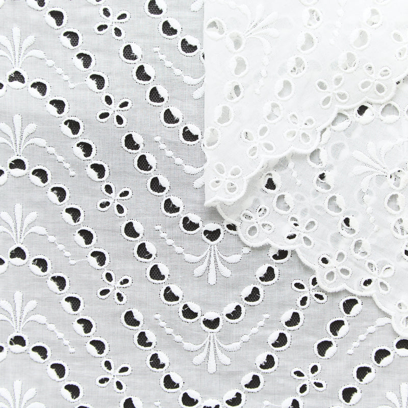 T25M13767 | Voile de Coton à Broderie Anglaise effet Ondulé