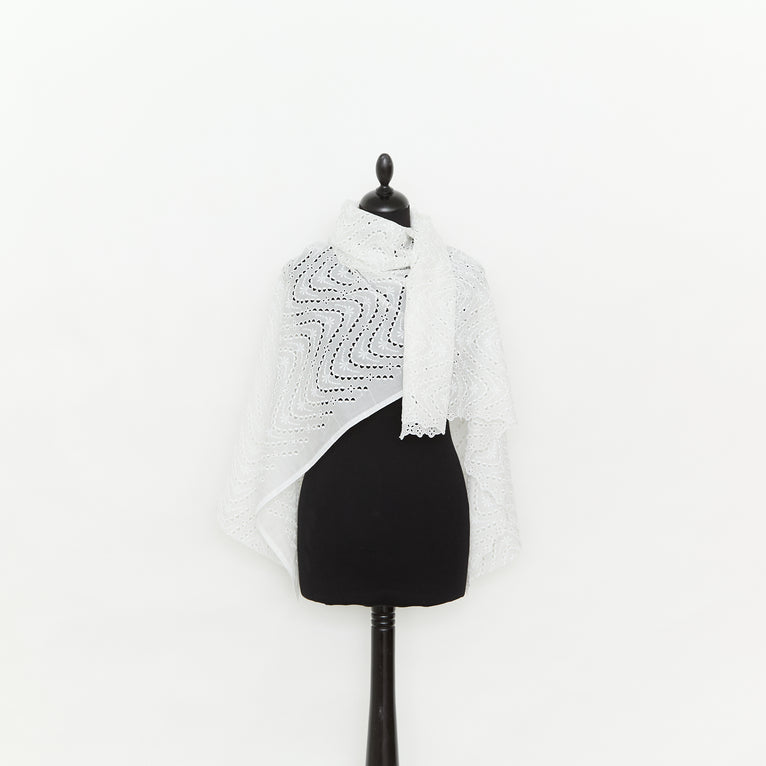 T25M13767 | Voile de Coton à Broderie Anglaise effet Ondulé - vue 2