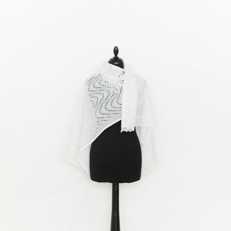 T25M13767 | Voile de Coton à Broderie Anglaise effet Ondulé