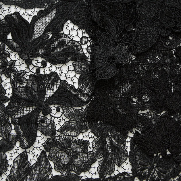 T25M13794 | Guipure Fleurie à Motif Papillon en Coton