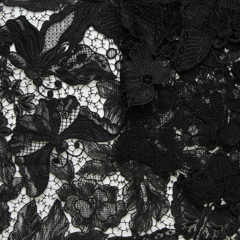 T25M13794 | Guipure Fleurie à Motif Papillon en Coton